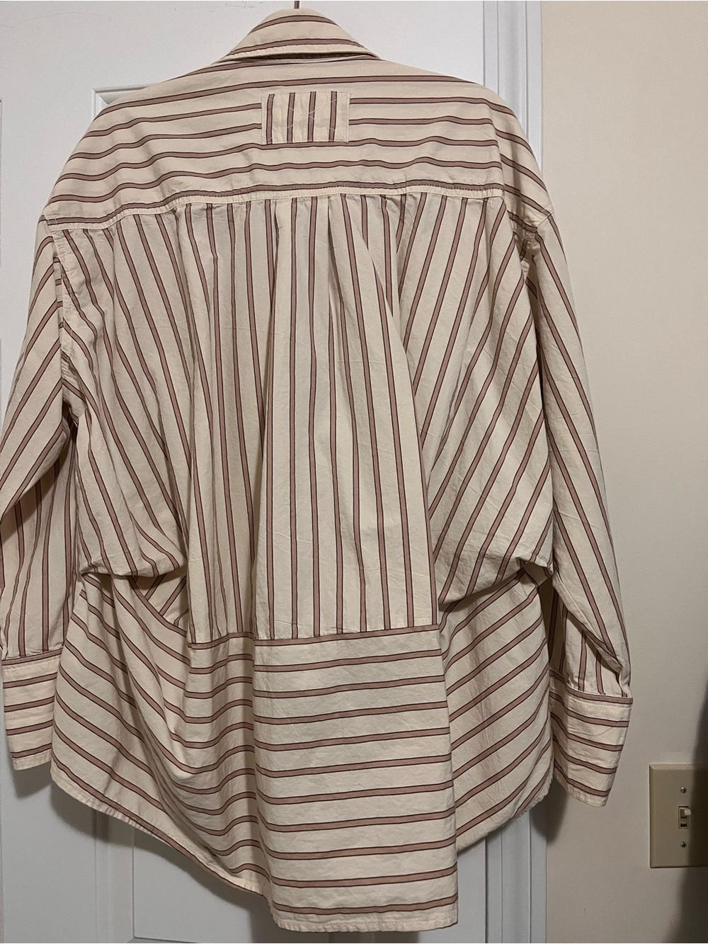 We The Free Cream Button-Down with Tan Stripes - Picture 4 of 8